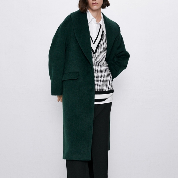 zara emerald green coat